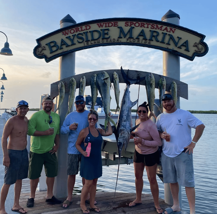 Deep sea sportfishing charter boat in open Gulf Stream waters aboard 37-foot Freeman